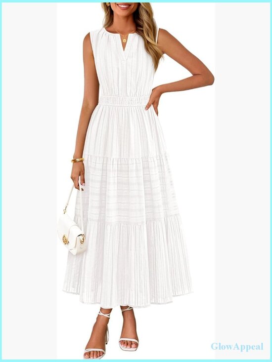 Dresses & Skirts - Sleeveless V-Neck Midi Maxi Dresses with Pockets Flowy Boho Summer Vacation